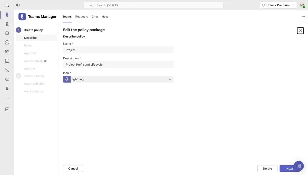 Naming rules and lifecycle settings in a Teams Manager policy package Naming rules and lifecycle settings in a Teams Manager policy package